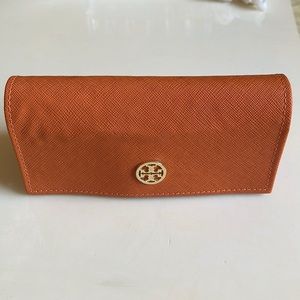 Tory Burch Orange Gold Logo Sunglass Eyeglasses Case NWOT